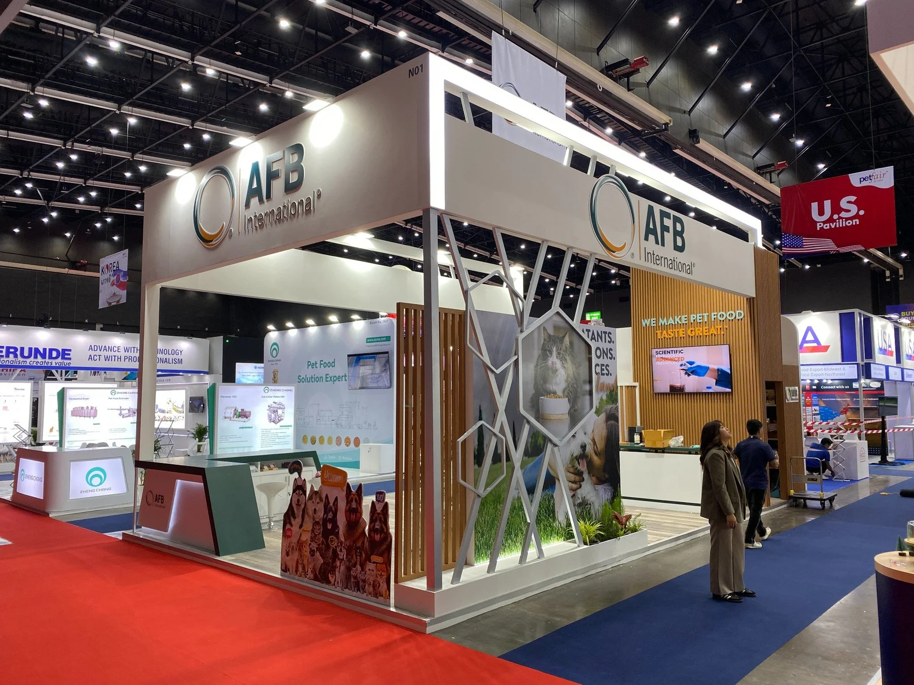 Completed AFB International exhibition booth designed, built and installed by Zest Creative