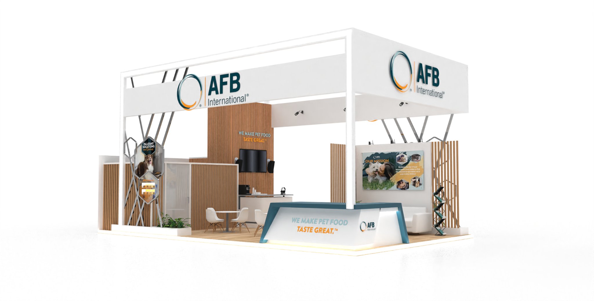 3D render of the AFB International exhibition booth concept