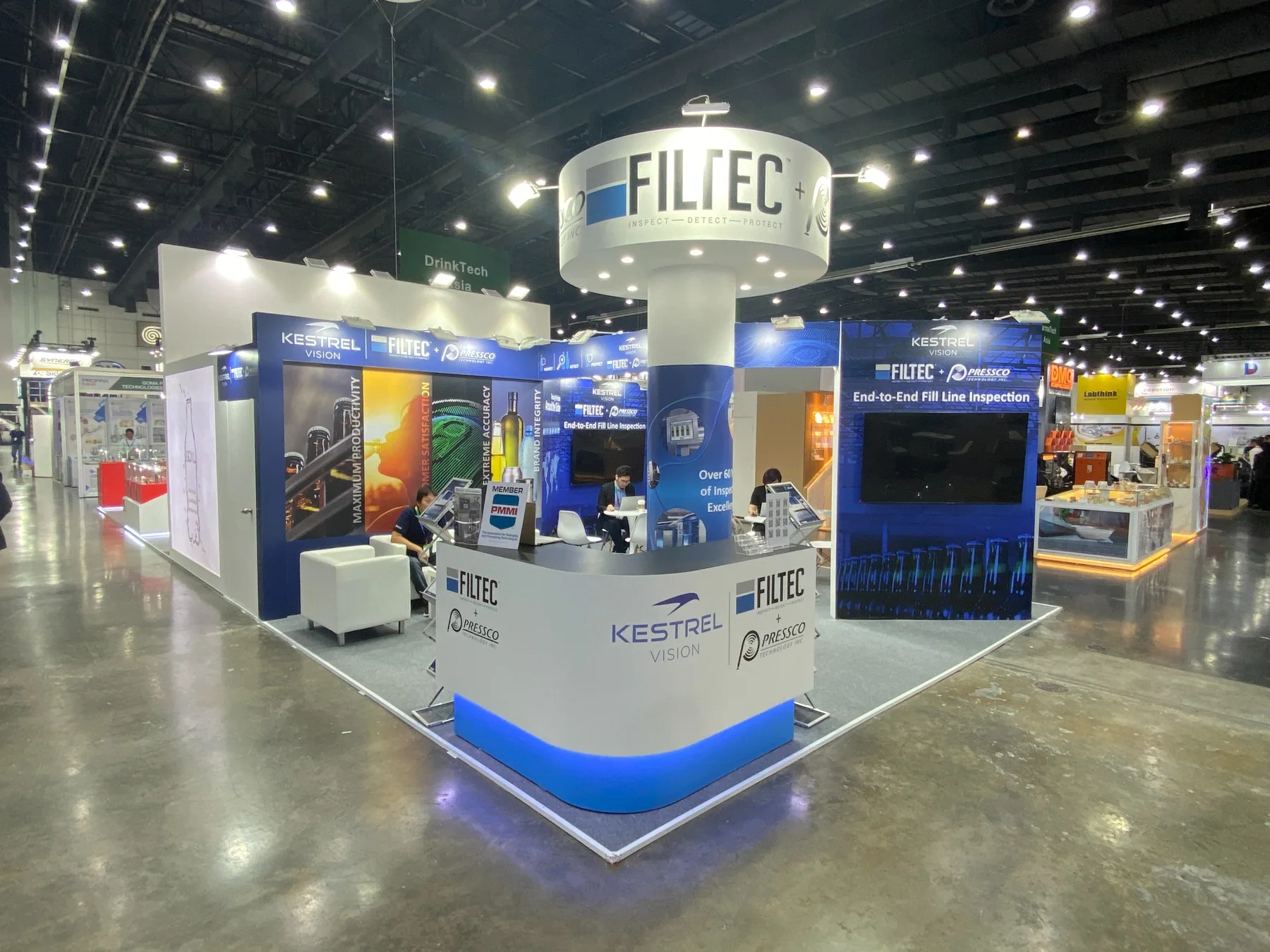 Completed FILTEC, Pressco and Kestrel Vision exhibition booth at ProPak Asia 2025