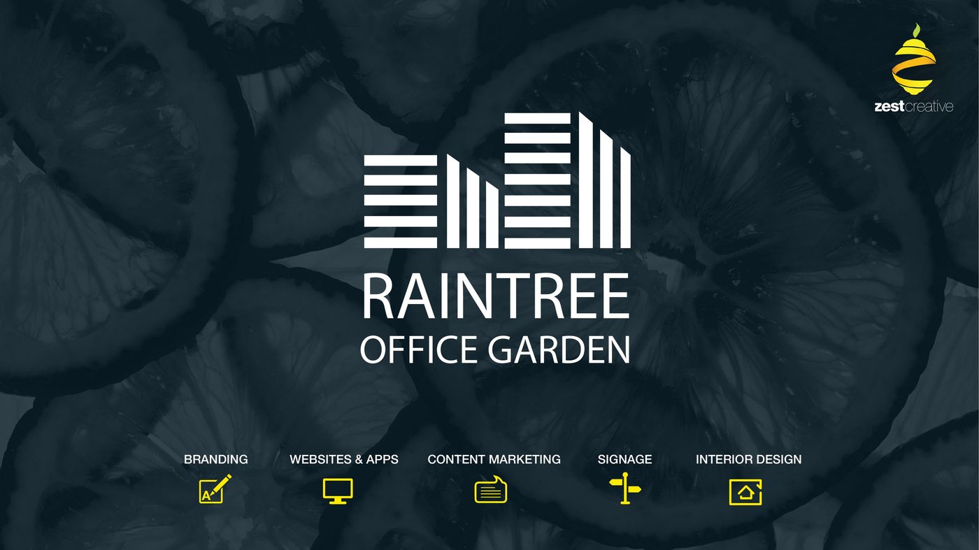 Raintree Office Garden logo and brand launch project visual