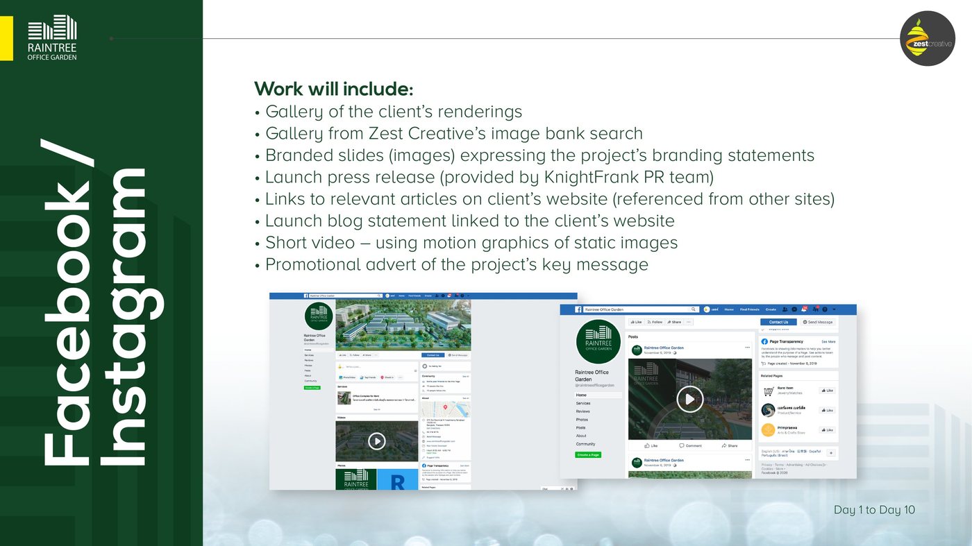 Raintree Facebook and Instagram launch content slide