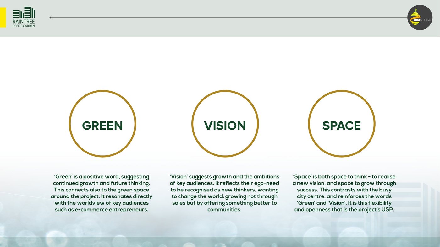 Raintree Green Vision Space brand explanation slide