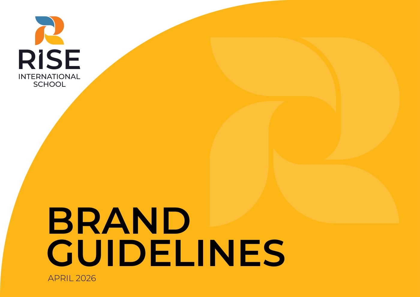 RISE International School brand guidelines cover