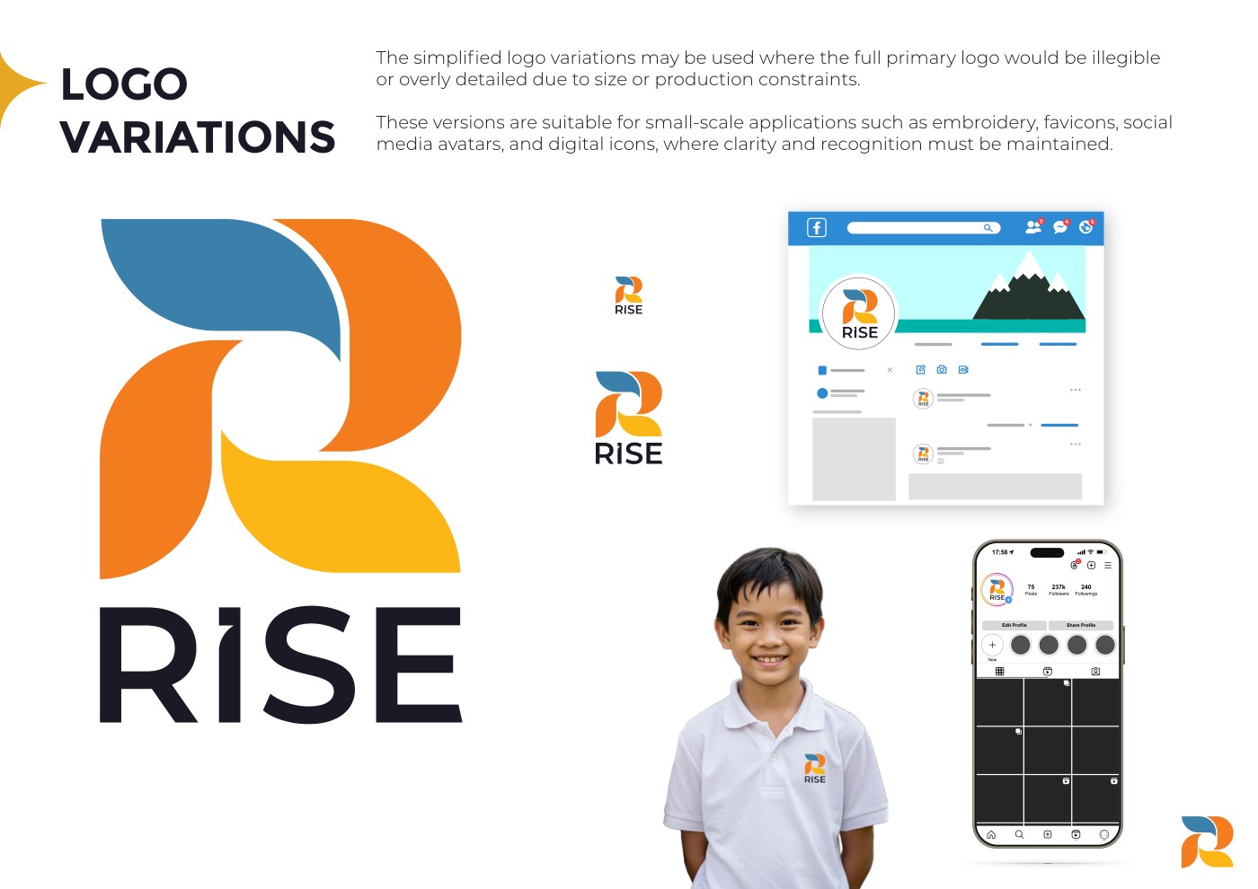 RISE International School logo variations page